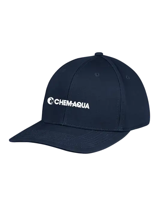 Premium Modern Structured Twill Navy Snapback Cap w/Chem-Aqua Logo
