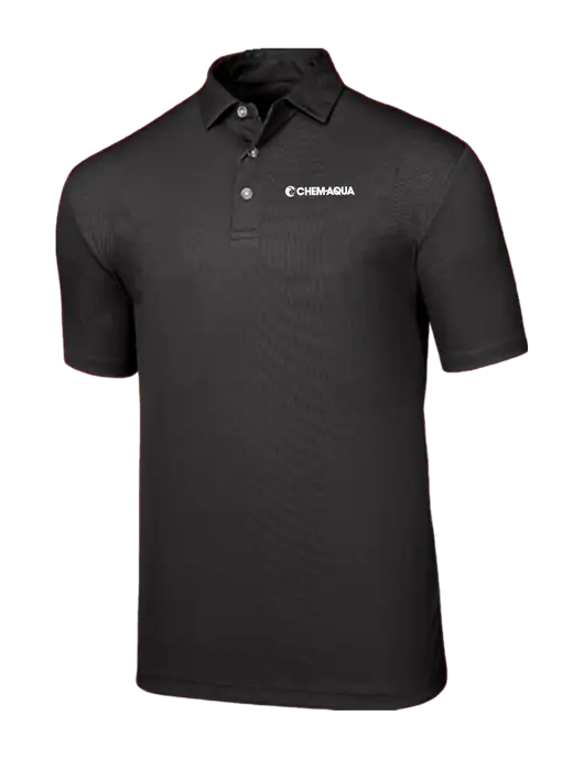 Callaway Birdseye Black Polo w/Chem-Aqua Logo