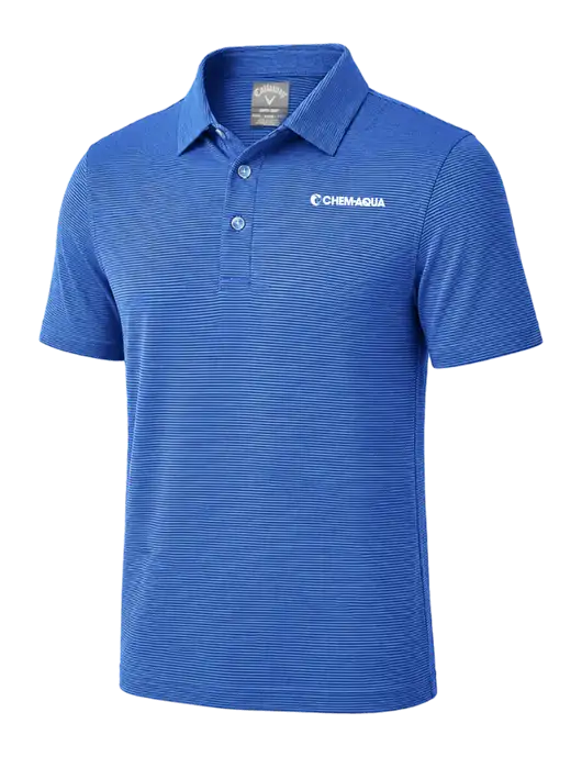 Callaway Royal Blue Fine Line Stripe Polo w/Chem-Aqua Logo
