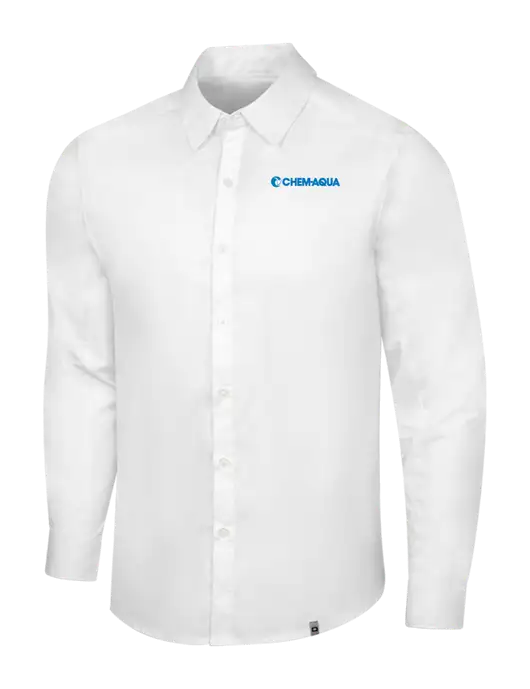 OGIO White Commuter Woven Shirt w/Chem-Aqua Logo