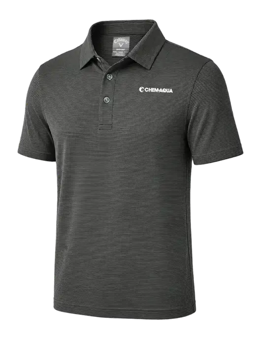 Callaway Black Fine Line Stripe Polo w/Chem-Aqua Logo