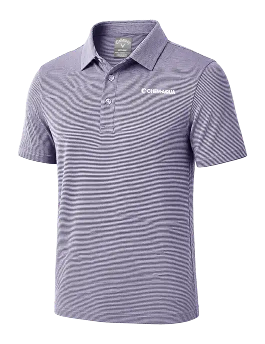 Callaway Navy Fine Line Stripe Polo w/Chem-Aqua Logo