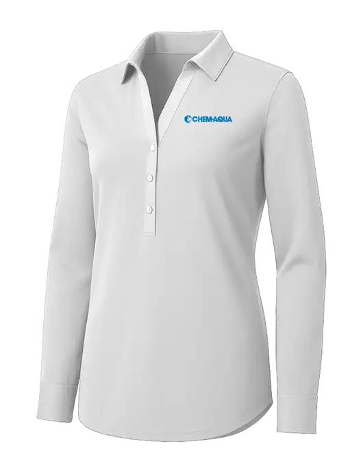 Womens White City Stretch Shirt w/Chem-Aqua Logo
