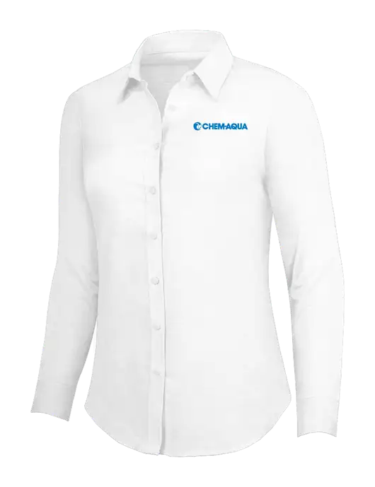White Womens SuperPro Oxford Shirt w/Chem-Aqua Logo