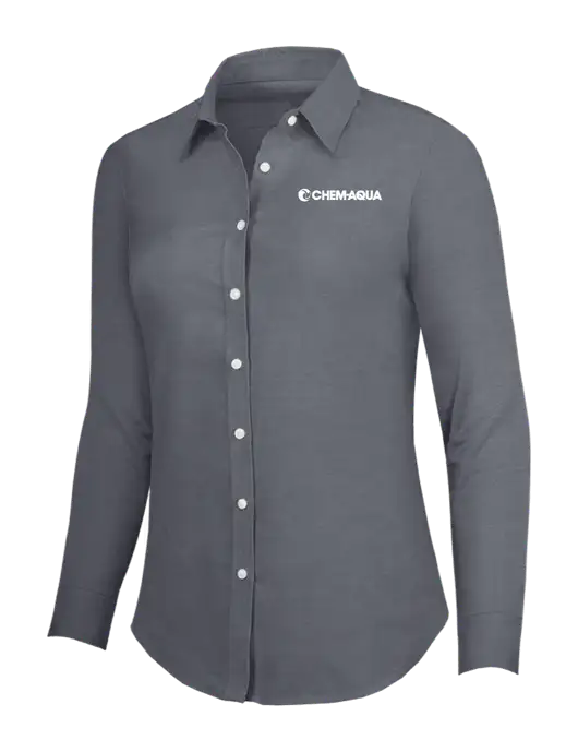 Dark Grey Womens SuperPro Oxford Shirt w/Chem-Aqua Logo