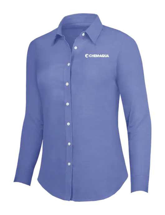 Navy Womens SuperPro Oxford Shirt w/Chem-Aqua Logo