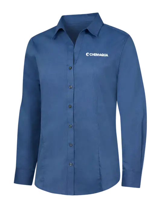 Light Navy Womens Crosshatch Easy Care Shirt w/Chem-Aqua Logo