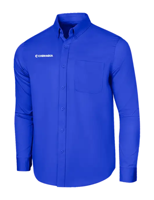 Long Sleeve Dark Royal Superpro React Twill Shirt w/Chem-Aqua Logo