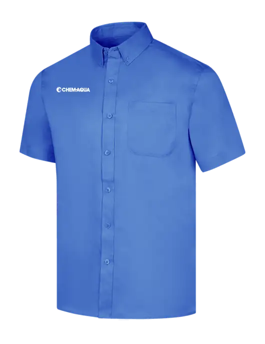 Short Sleeve Dark Carolina Blue Superpro React Twill Shirt w/Chem-Aqua Logo