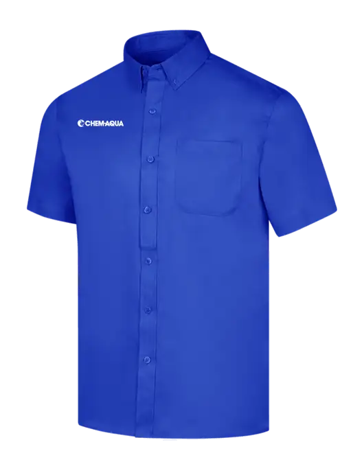 Short Sleeve Dark Royal Superpro React Twill Shirt w/Chem-Aqua Logo