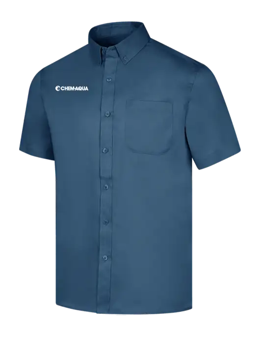 Short Sleeve Light Navy Superpro React Twill Shirt w/Chem-Aqua Logo