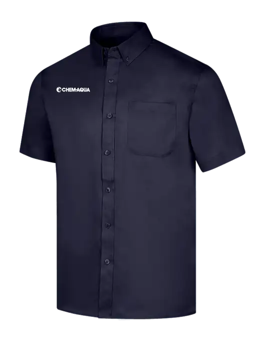 Short Sleeve Navy Superpro React Twill Shirt w/Chem-Aqua Logo