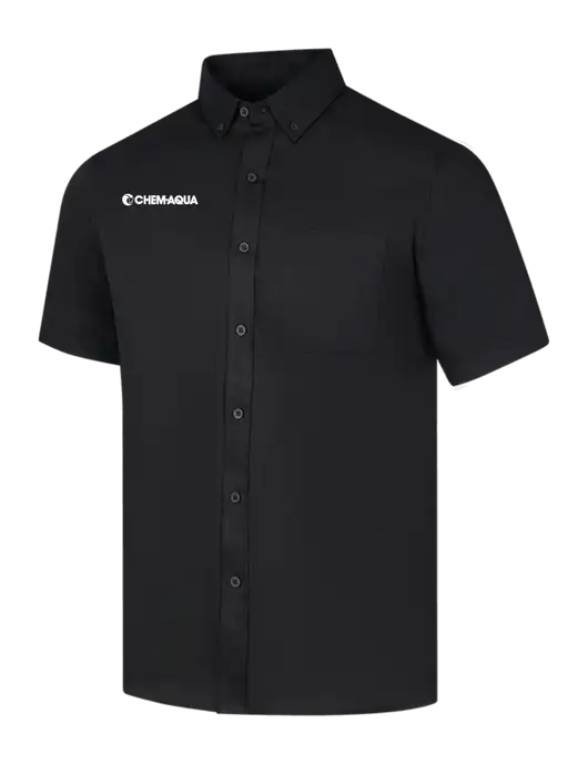 Short Sleeve Deep Black Superpro React Twill Shirt w/Chem-Aqua Logo