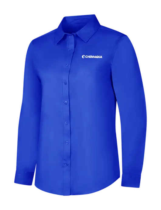 Womens Long Sleeve Dark Royal Superpro React Twill Shirt w/Chem-Aqua Logo