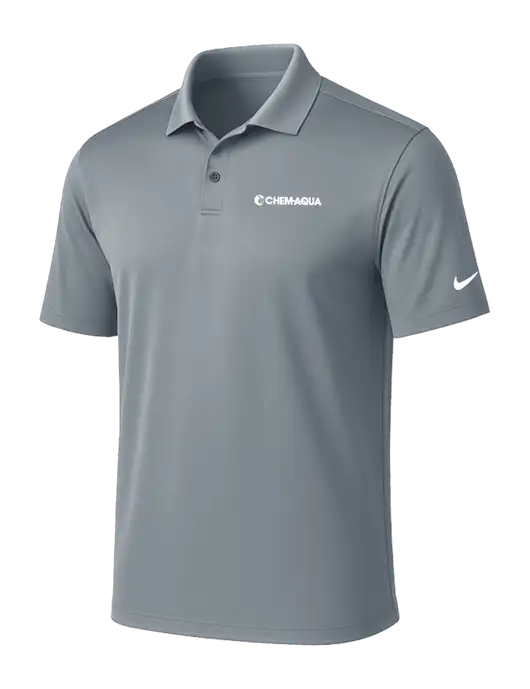 NIKE Medium Grey Victory Solid Polo w/Chem-Aqua Logo