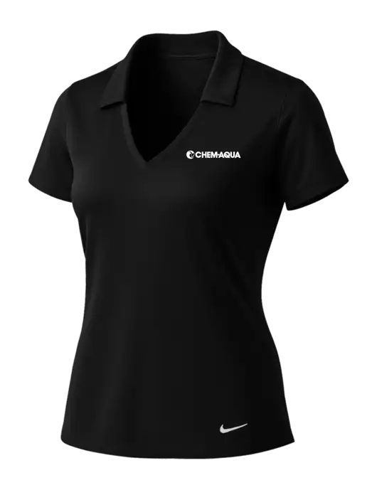 NIKE Black Womens Dri-Fit Vertical Mesh Polo w/Chem-Aqua Logo