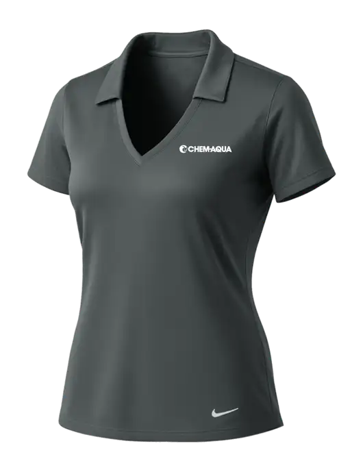 NIKE Dark Grey Womens Dri-Fit Vertical Mesh Polo w/Chem-Aqua Logo