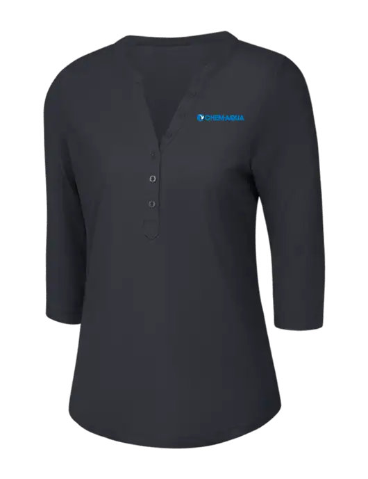 OGIO Charcoal Grey Jewel Henley w/Chem-Aqua Logo