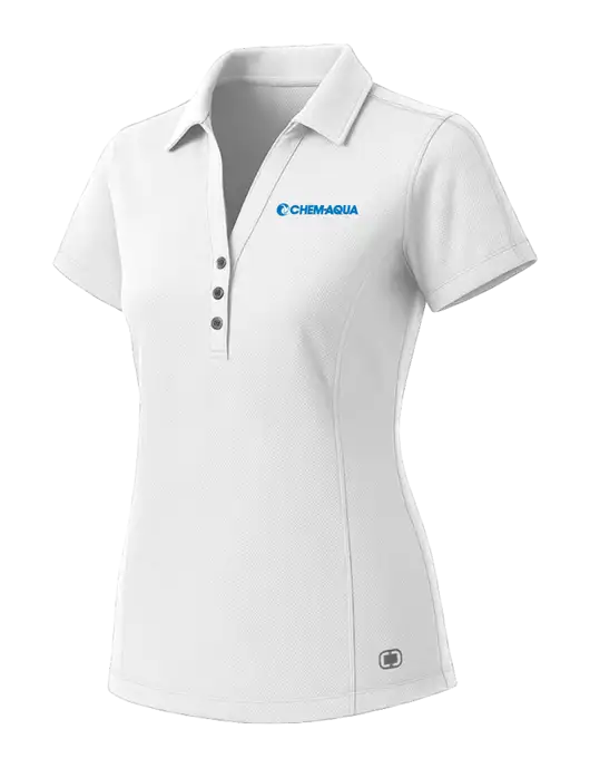 OGIO Womens White ONYX Polo w/Chem-Aqua Logo
