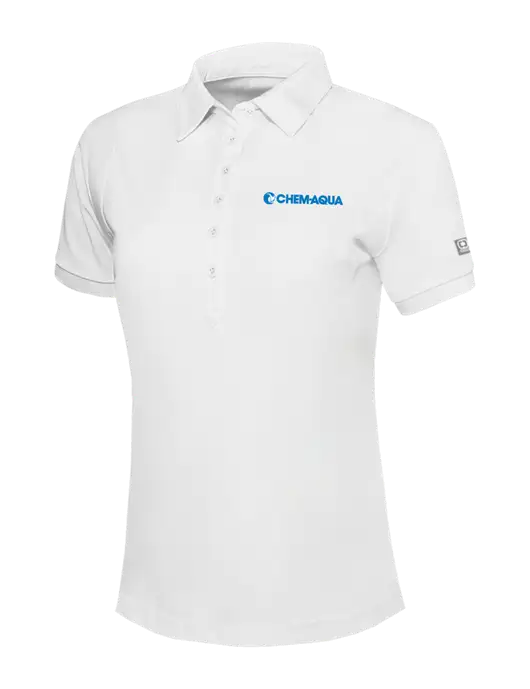 OGIO Womens Bright White Jewel Polo w/Chem-Aqua Logo
