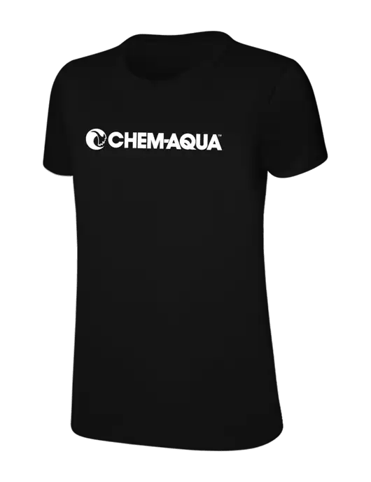 Womens Ring Spun Jet Black 4.5 oz T-Shirt w/Chem-Aqua Logo