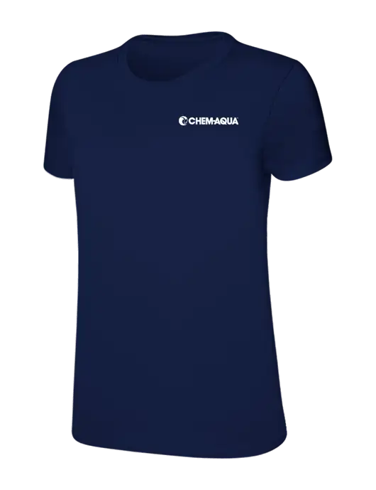 Womens Ring Spun Navy 4.5 oz T-Shirt w/Chem-Aqua Logo