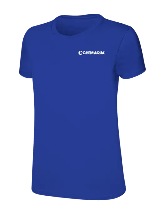 Womens Ring Spun Royal 4.5 oz T-Shirt w/Chem-Aqua Logo