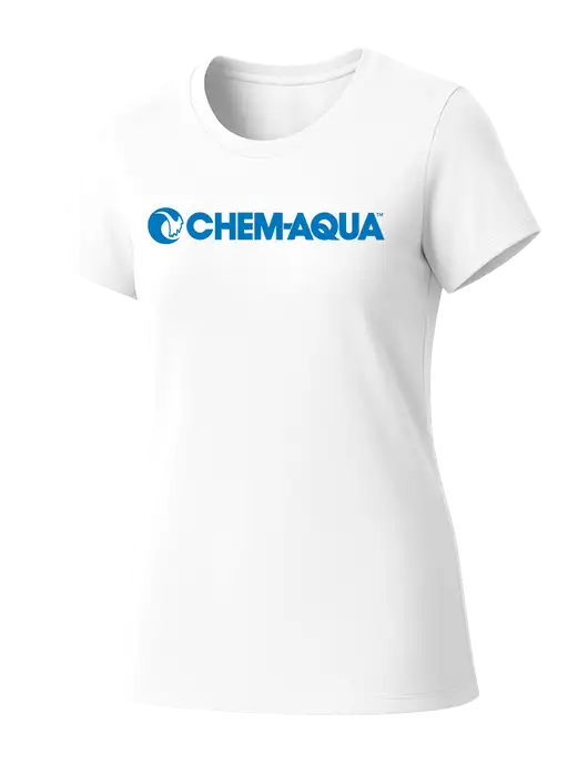 Womens Seriously Soft White T-Shirt w/Chem-Aqua Logo