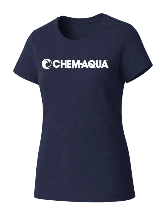Womens Seriously Soft Heathered Navy T-Shirt w/Chem-Aqua Logo