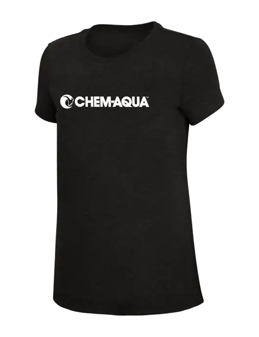 Womens Simply Soft Black 4.5oz Poly/Combed Ring Spun Cotton T-Shirt w/Chem-Aqua Logo