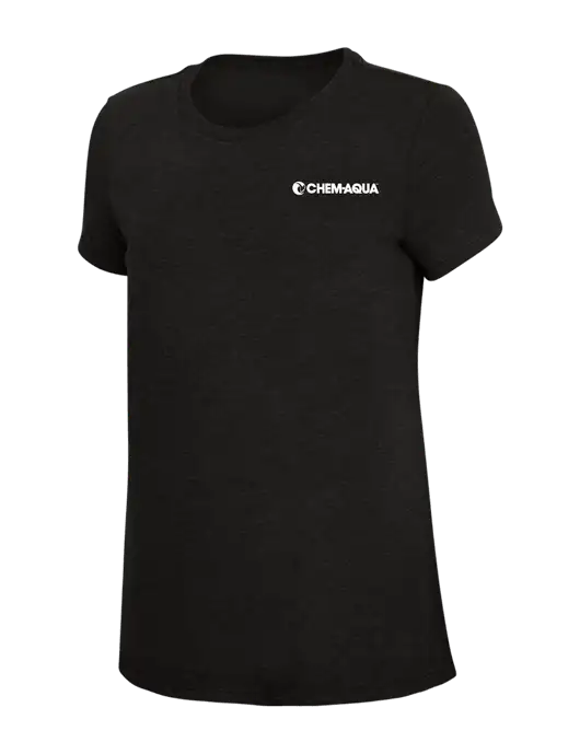 Womens Simply Soft Black 4.5oz Poly/Combed Ring Spun Cotton T-Shirt w/Chem-Aqua Logo