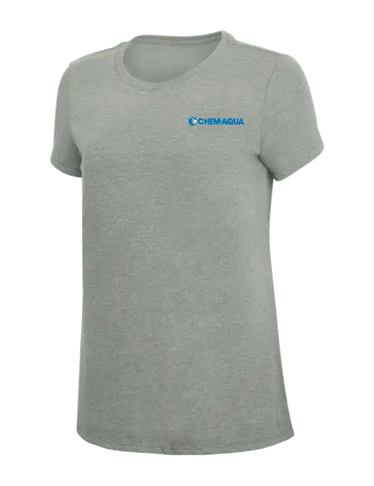 Womens Simply Soft Grey Frost 4.5oz  Poly/Combed Ring Spun Cotton T-Shirt w/Chem-Aqua Logo