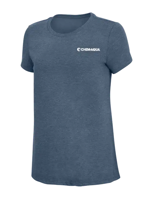 Womens Simply Soft Navy Frost 4.5oz  Poly/Combed Ring Spun Cotton T-Shirt w/Chem-Aqua Logo