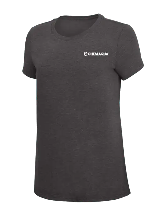 Womens Simply Soft Heather Charcoal 4.5oz  Poly/Combed Ring Spun Cotton T-Shirt w/Chem-Aqua Logo