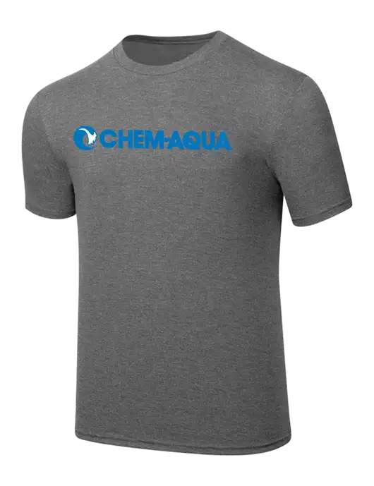 Simply Soft Heathered Medium Grey 4.5oz  Poly/Combed Ring Spun Cotton T-Shirt w/Chem-Aqua Logo