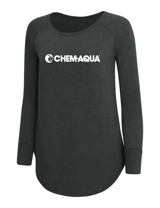 Womens Perfect Wide Collar Tunic Tri-Blend Black Frost 4.5 oz T-Shirt w/Chem-Aqua Logo