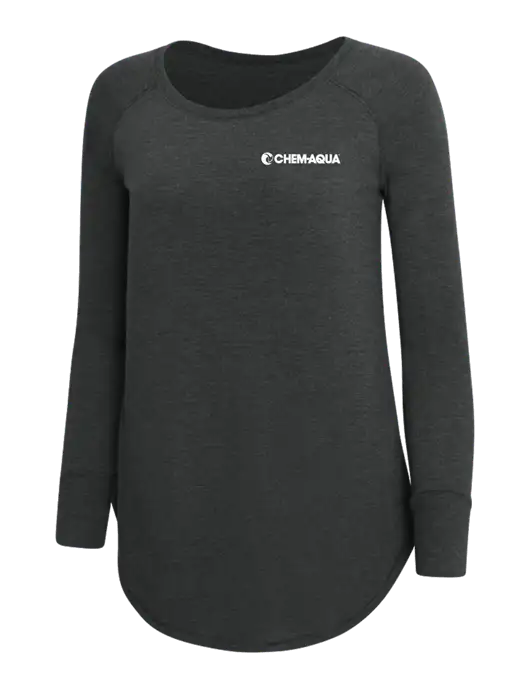 Womens Perfect Wide Collar Tunic Tri-Blend Black Frost 4.5 oz T-Shirt w/Chem-Aqua Logo