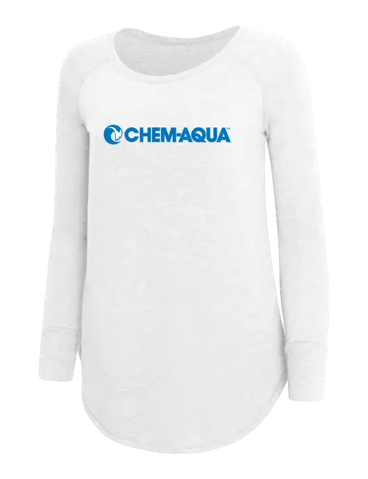Womens Perfect Wide Collar Tunic Tri-Blend White 4.5 oz T-Shirt w/Chem-Aqua Logo
