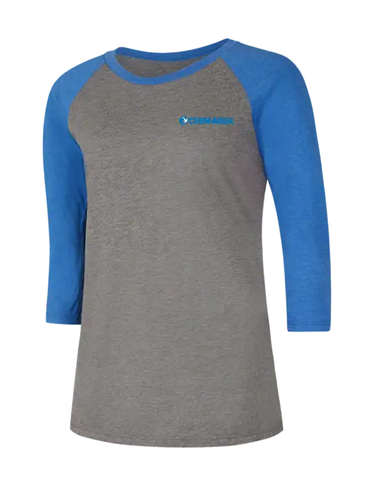 Womens Simply Soft 3/4 Sleeve Royal Frost/Grey Ring Spun Cotton T-Shirt w/Chem-Aqua Logo