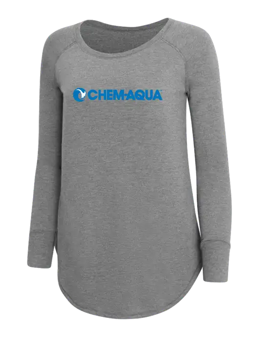 Womens Perfect Wide Collar Tunic Tri-Blend Grey Frost 4.5 oz T-Shirt w/Chem-Aqua Logo