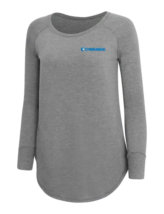 Womens Perfect Wide Collar Tunic Tri-Blend Grey Frost 4.5 oz T-Shirt w/Chem-Aqua Logo