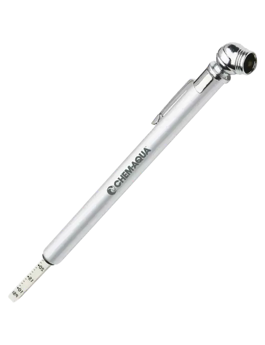 Quick View Silver Tire Gauge w/Chem-Aqua Logo
