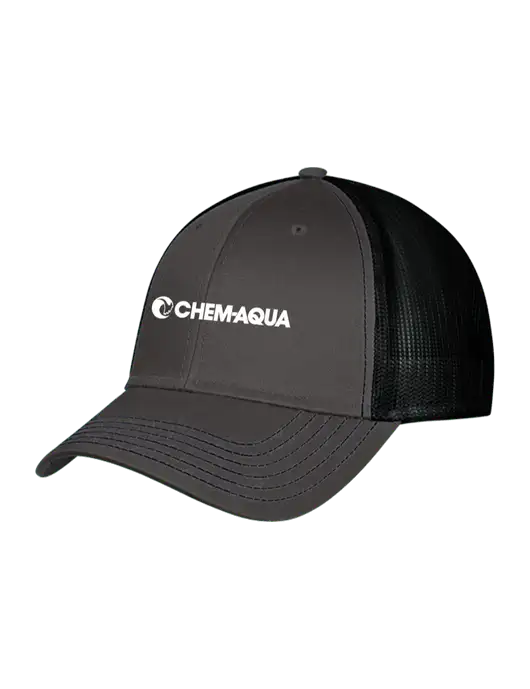 Charcoal & Black Mesh Trucker Cap Snap Back w/Chem-Aqua Logo