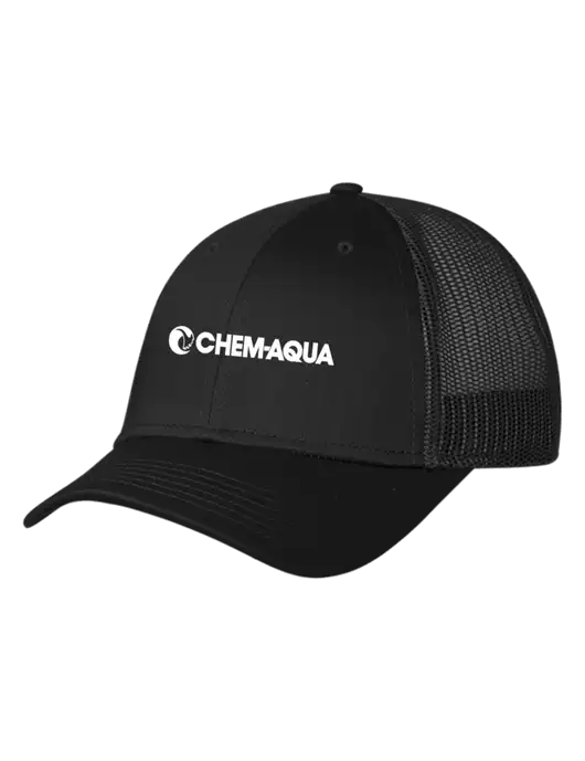 Black Mesh Trucker Cap Snap Back w/Chem-Aqua Logo