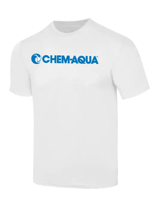 Simply Soft White 4.5oz  Poly/Combed Ring Spun Cotton T-Shirt w/Chem-Aqua Logo