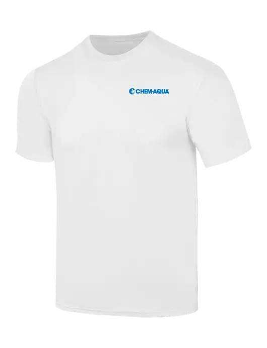 Simply Soft White 4.5oz  Poly/Combed Ring Spun Cotton T-Shirt w/Chem-Aqua Logo