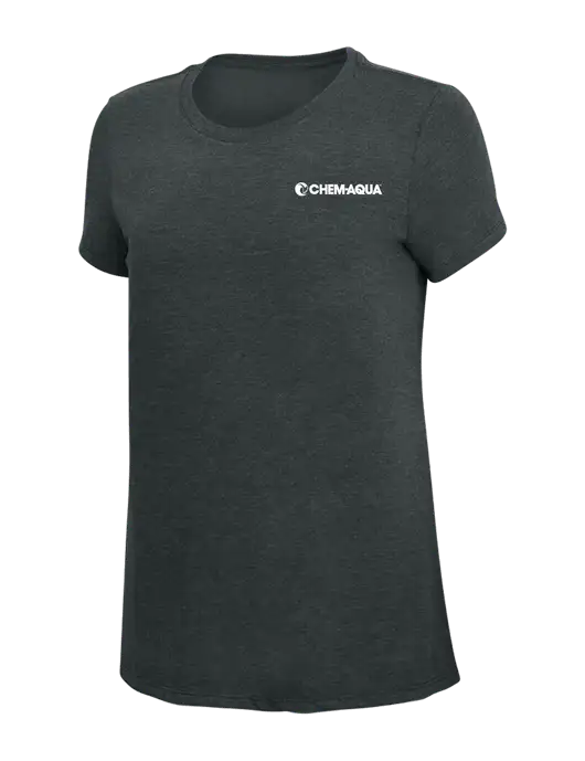 Womens Simply Soft Black Frost 4.5oz Poly/Combed Ring Spun Cotton T-Shirt w/Chem-Aqua Logo