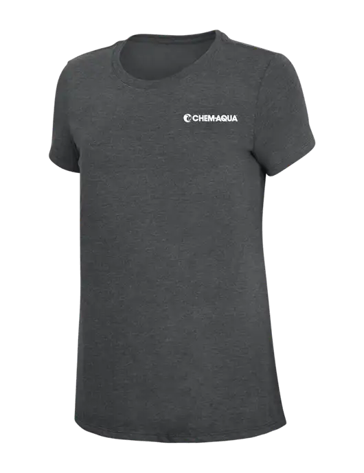 Womens Simply Soft Charcoal 4.5oz Poly/Combed Ring Spun Cotton T-Shirt w/Chem-Aqua Logo