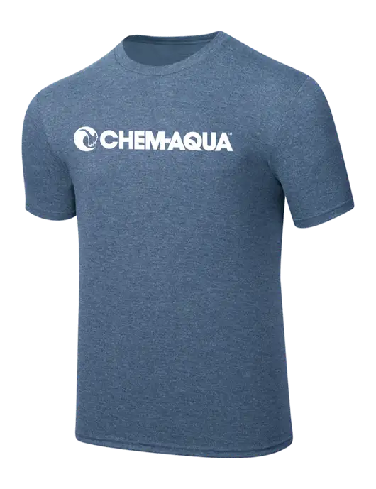 Simply Soft Light Slate Blue Heathered 4.5oz  Poly/Combed Ring Spun Cotton T-Shirt w/Chem-Aqua Logo