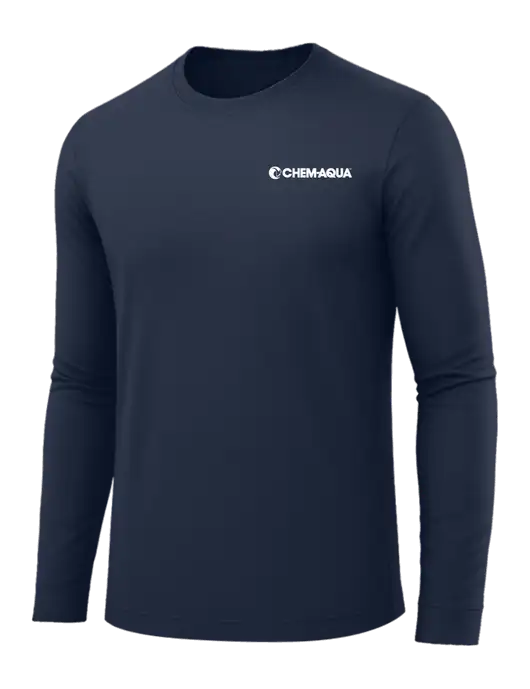 Long Sleeve Navy PosiCharge Competitor Tee w/Chem-Aqua Logo